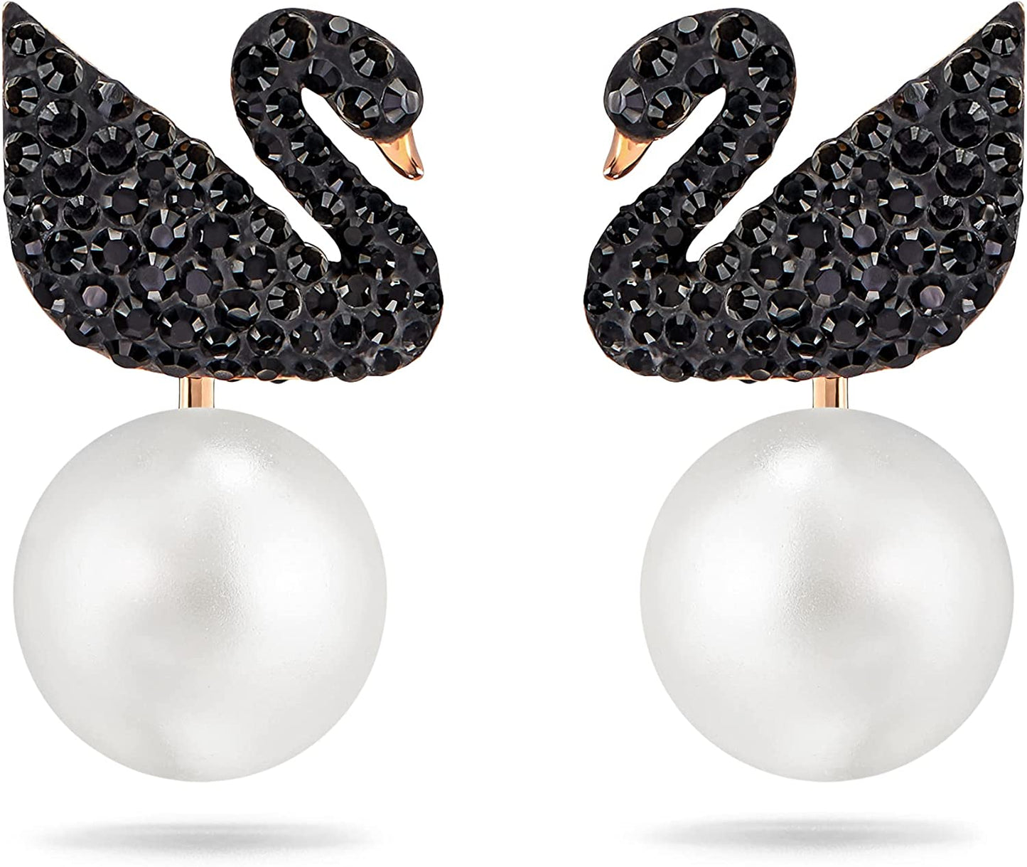 Iconic Swan Necklace and Earrings Rose Gold Tone Finish