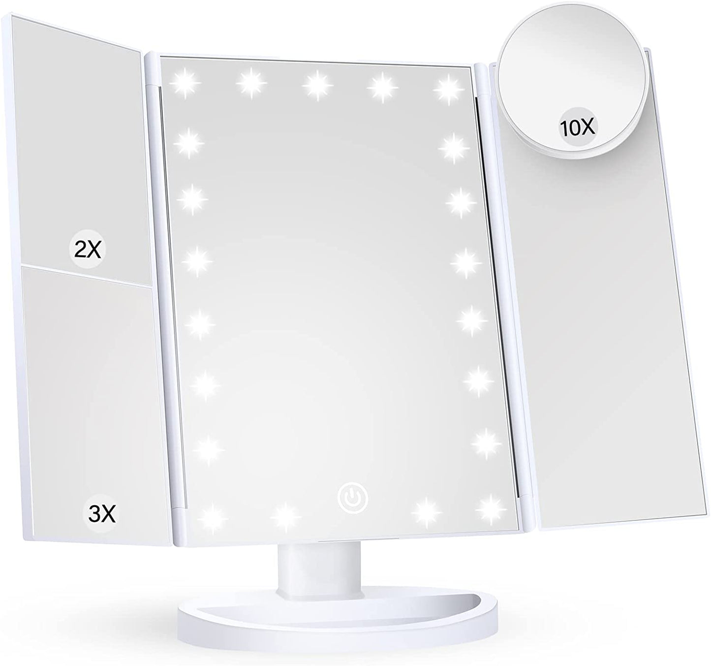 Makeup Mirror - Vanity Mirror with LED Lights Touch Control & Trifold