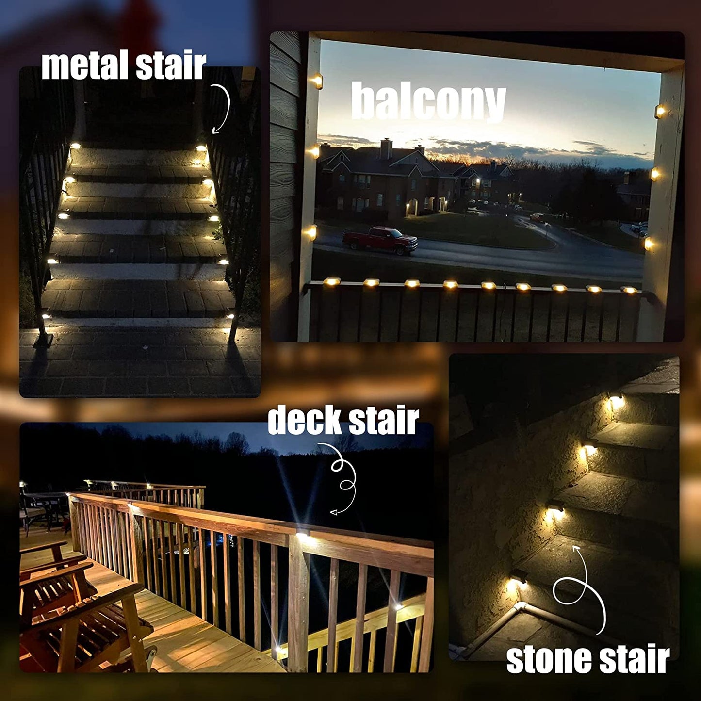 Solar Deck Lights - 16 Waterproof Solar Step Lights LED Yard & Patio Solar Lights