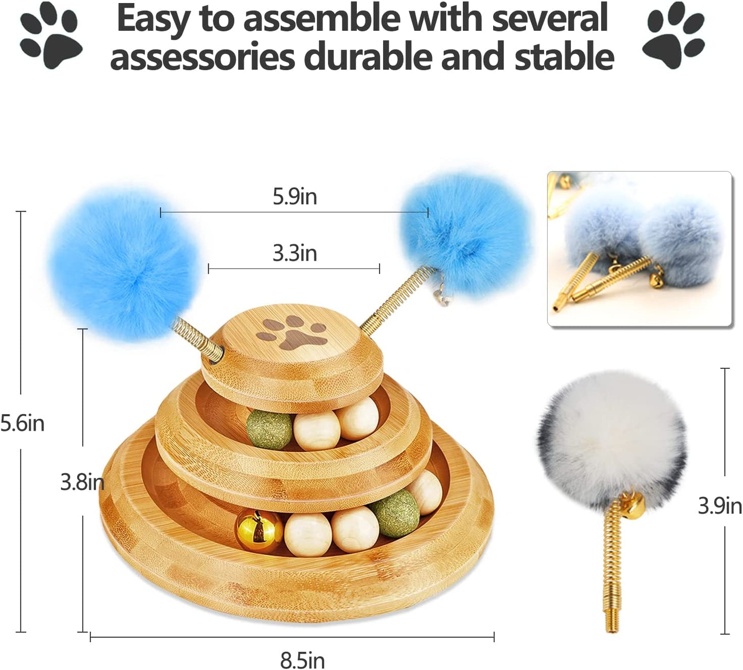 Cat Ball Track - Cat Ball Tower with Removable Balls Interactive Cat Toys for Metal Physical Exercise