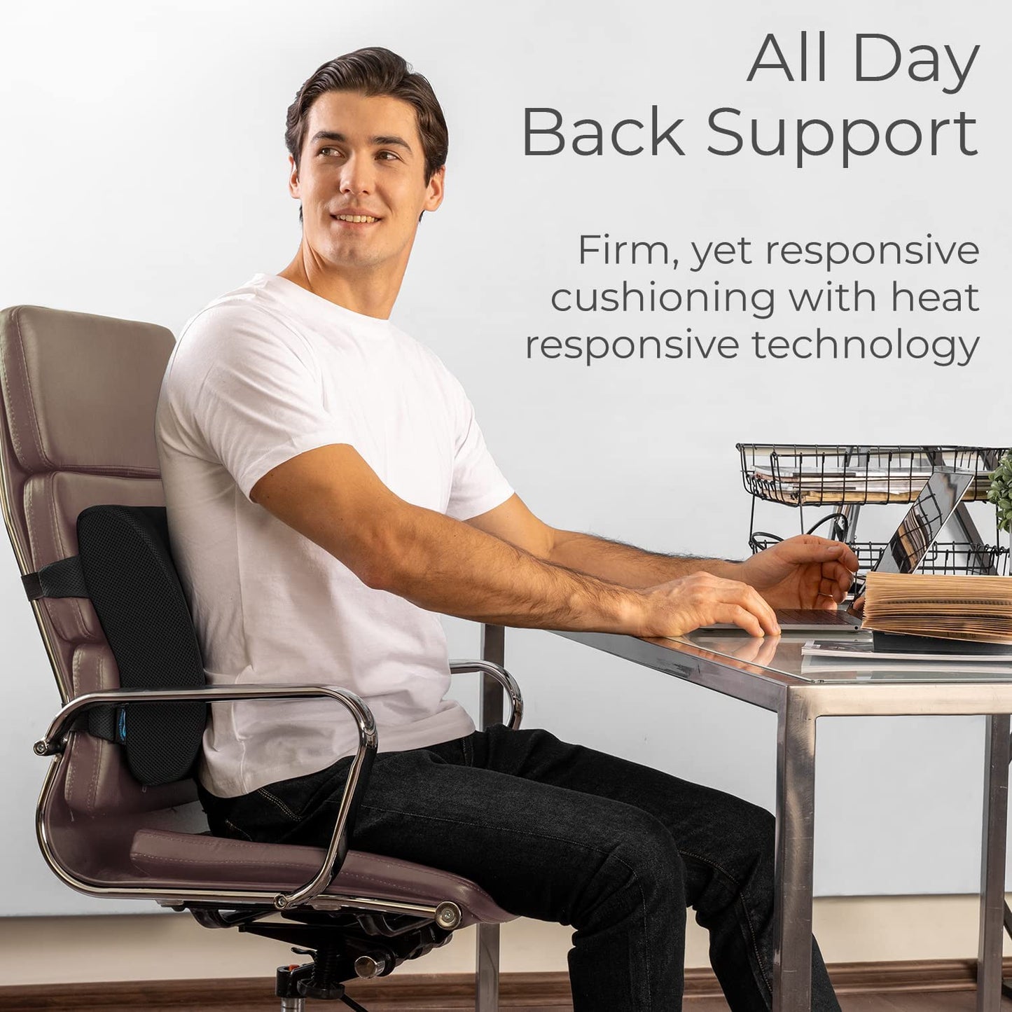 Lumbar Support Pillow - Improve Posture While Sitting Memory Foam Cushion