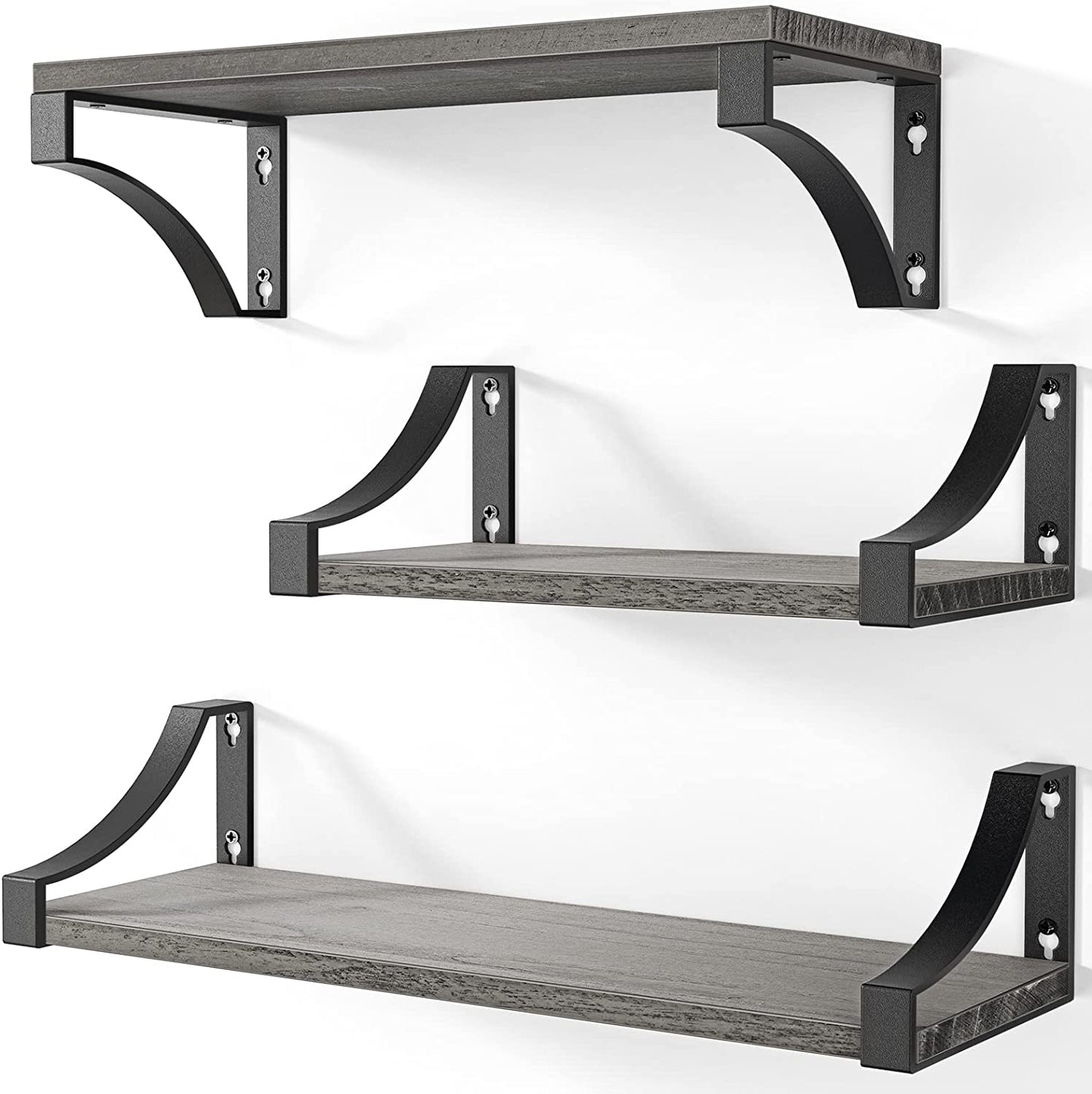 Floating Shelves Set - Heavy Duty Metal Frame Hold up to 55Lbs Wall Shelves For Decor