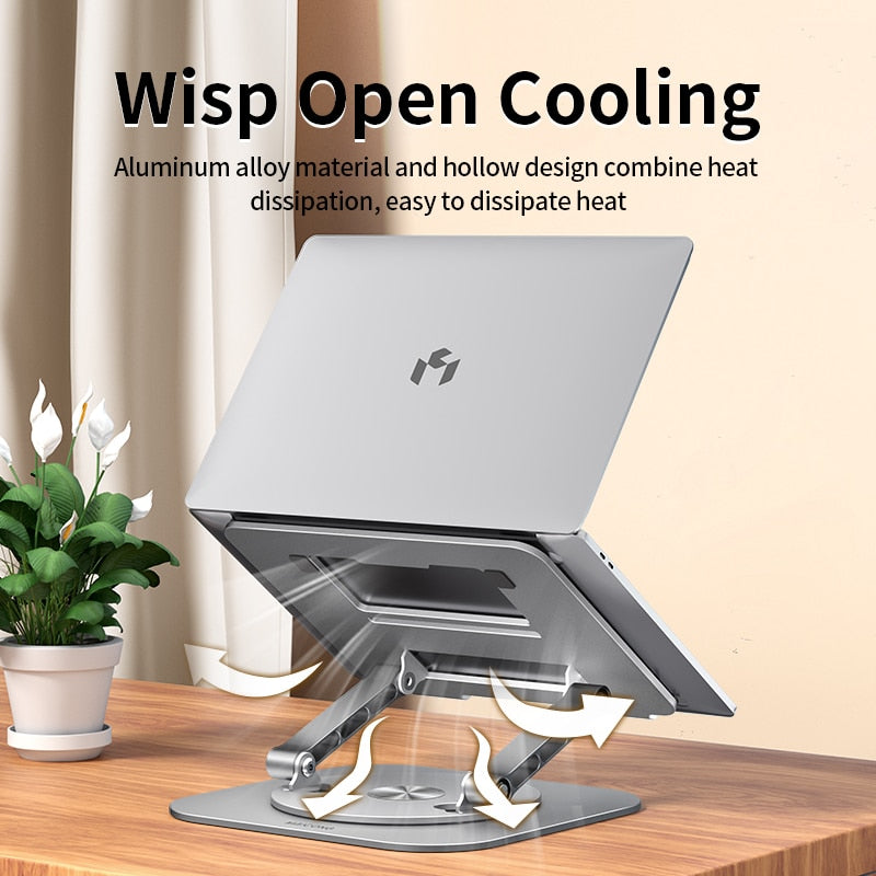 Laptop Stand 360° Desk Rotating Base - Laptop Riser Adjustable Height