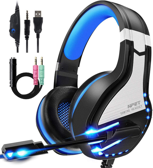 Stereo Gaming Headset for PS4 PC Xbox PS5 - Noise Cancelling Headphones with Mic Led Light