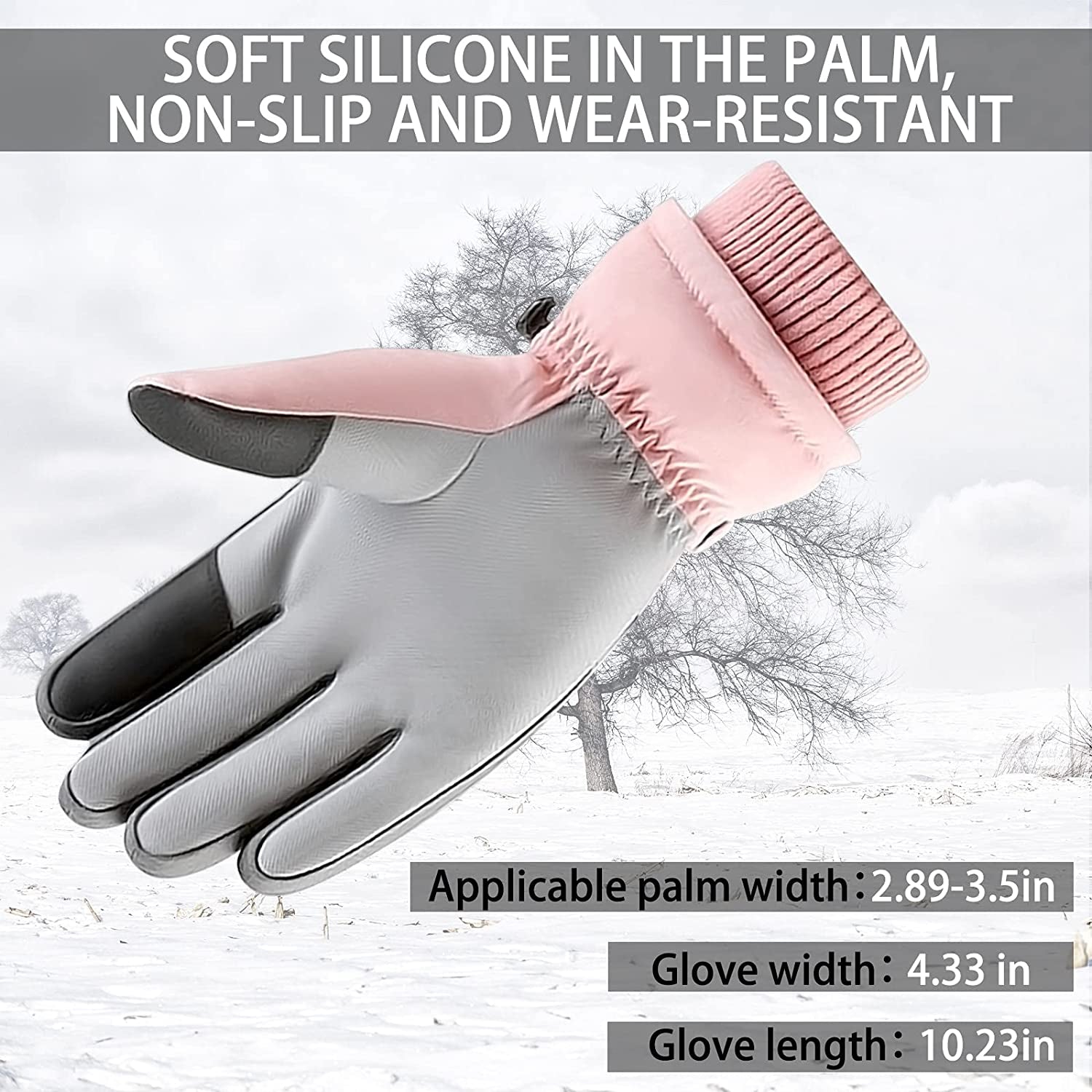 Women Waterproof Ski Gloves - Touchscreen Snowboard Gloves