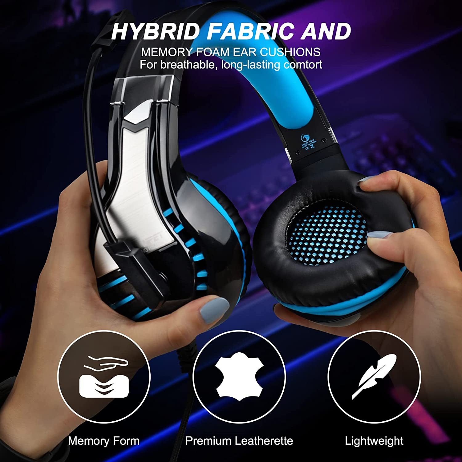 Stereo Gaming Headset for PS4 PC Xbox PS5 - Noise Cancelling Headphones with Mic Led Light