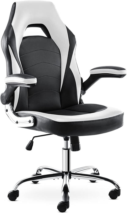 Gaming Chair - Office Chair Flip-Up Armrest and Height Adjustable Desk Chair with Lumbar Support