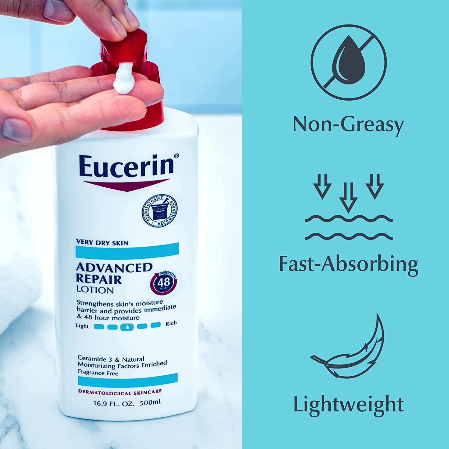 Eucerin - Advanced Body Repair Lotion Unscented Body Lotion for Dry Skin Pump Bottle