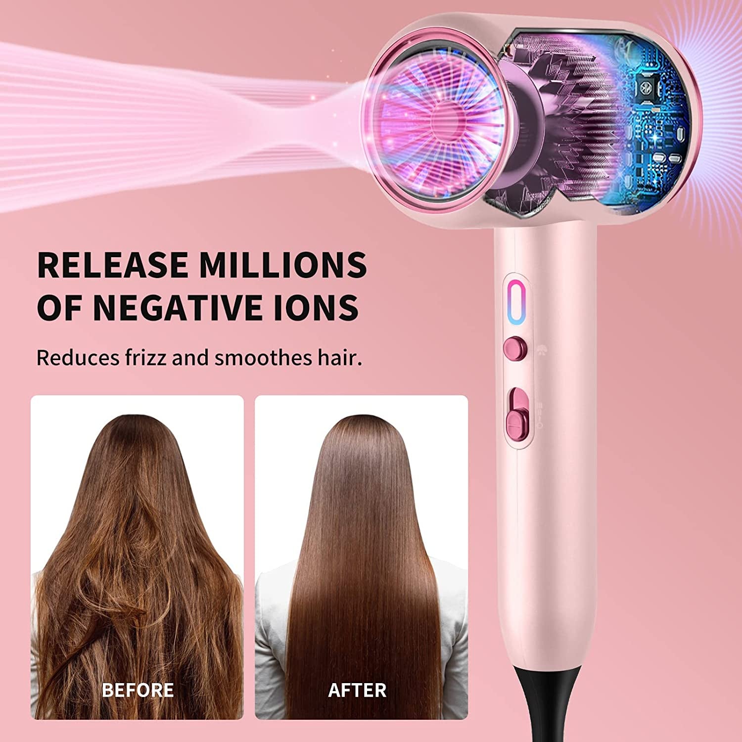 Hair Dryer - Quiet Hair Dryer Equipped with Diffuser and Ionic Technology to Prevent Damage