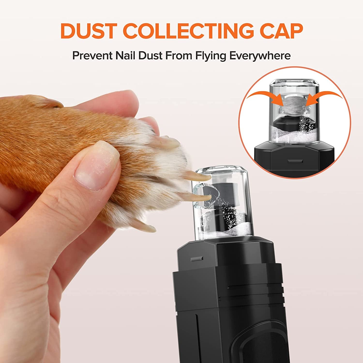 Dog Nail Grinder – Rechargeable Pet Nail Grinder with Nail Clippers Set Low-Noise with LED Light