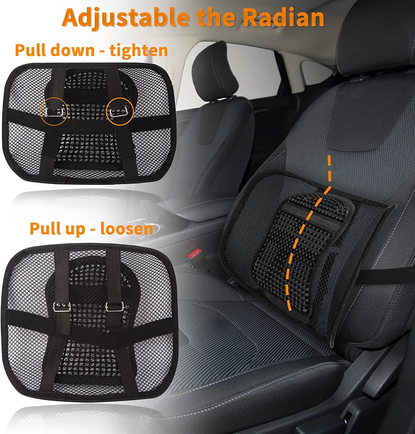 Lumbar Support Back - Seat Cushion with Breathable Mesh