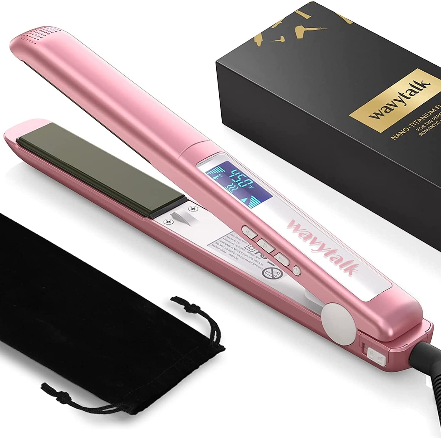 Salon Flat Iron Hair Straightener - Auto Shut-Off Negative Ion Titanium Plates Hair Straightener