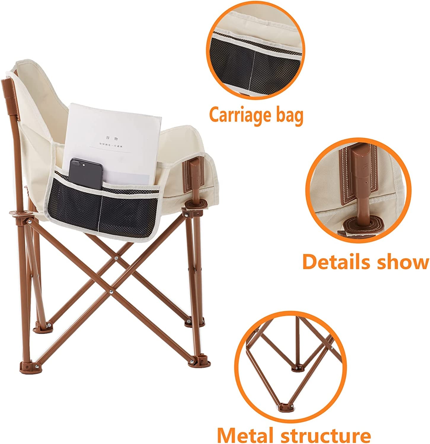 Folding Chairs - Heavy Duty 350Lbs Support Moon Chair with Carry Bag