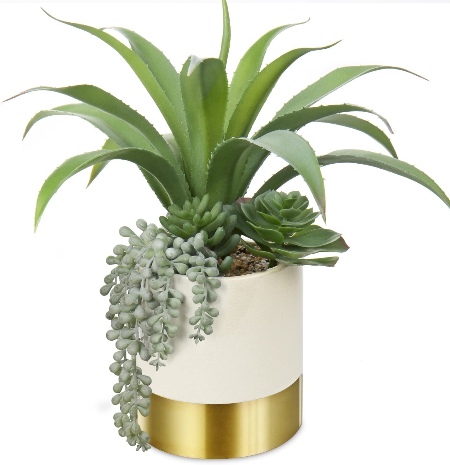 Artificial Plants Faux - Fake Succulent Plants in Ceramic Pot for Decor