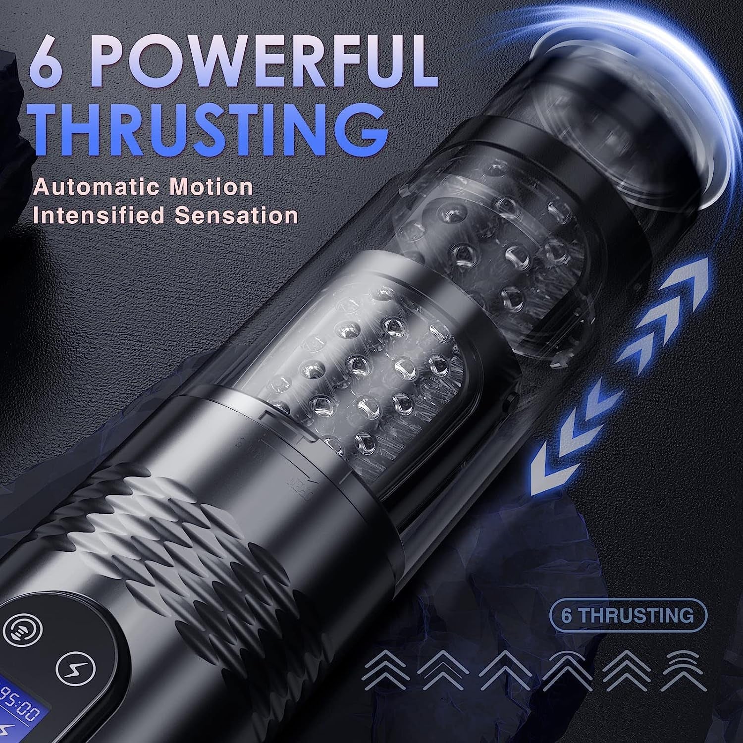 Sex Toys for Men - Male Masturbators 10 Vibrating & 6 Thrusting LCD Display Adult Toys