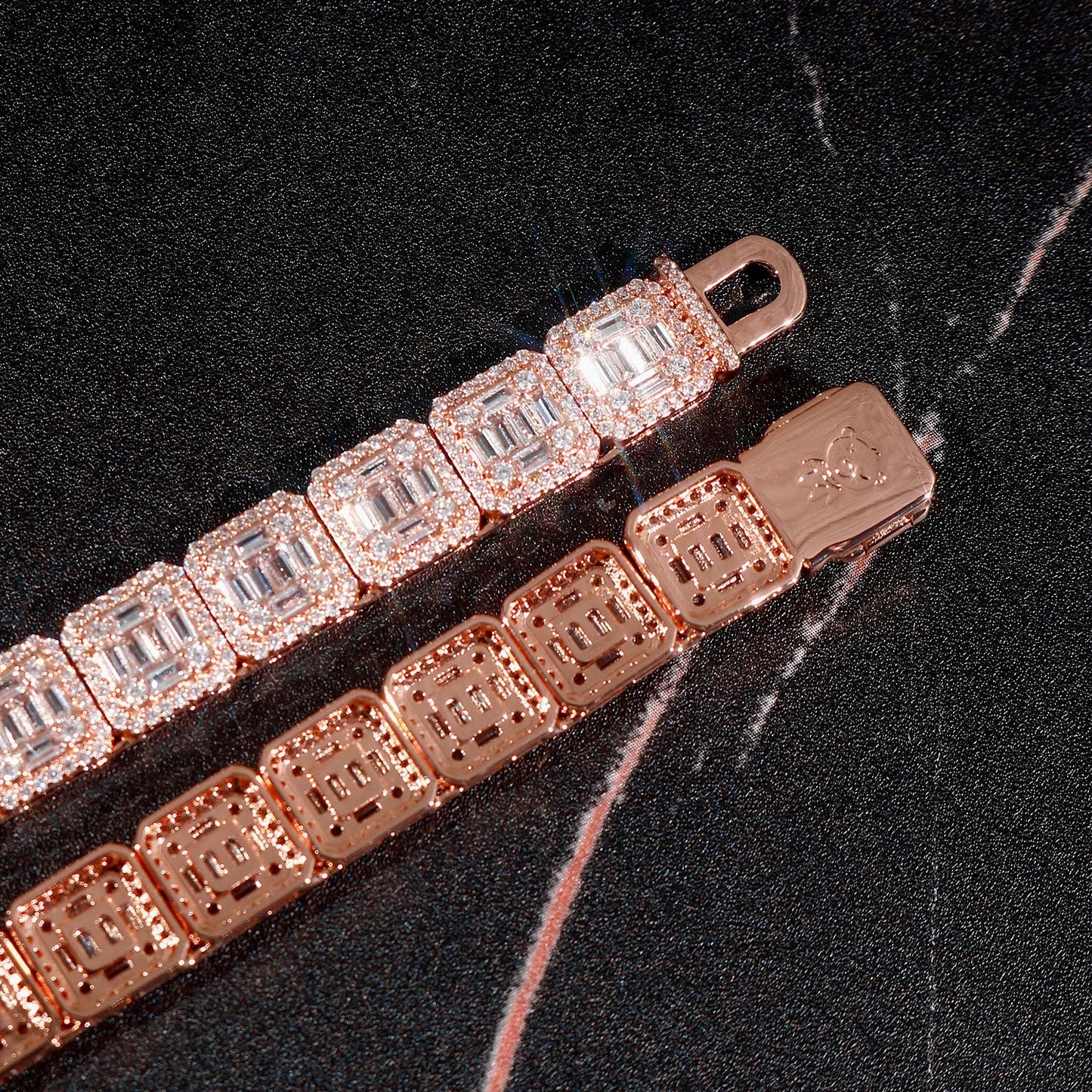 Baguette Tennis Chain in Rose Gold