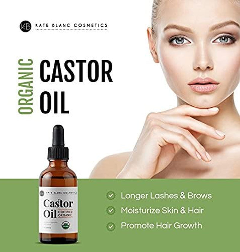 Cosmetics Castor Oil - Certified Organic 100% Pure Cold Pressed Hexane Free Stimulate Growth for Eyelashes