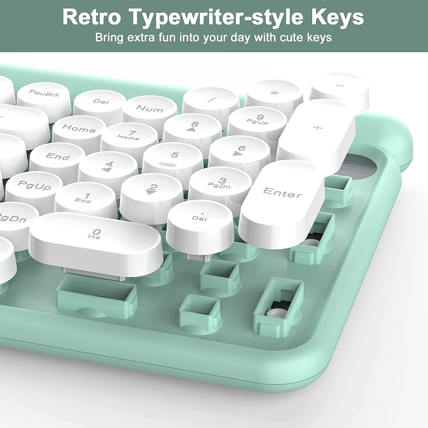 Wireless Typewriter Keyboard with Silent Mouse 102 Keys