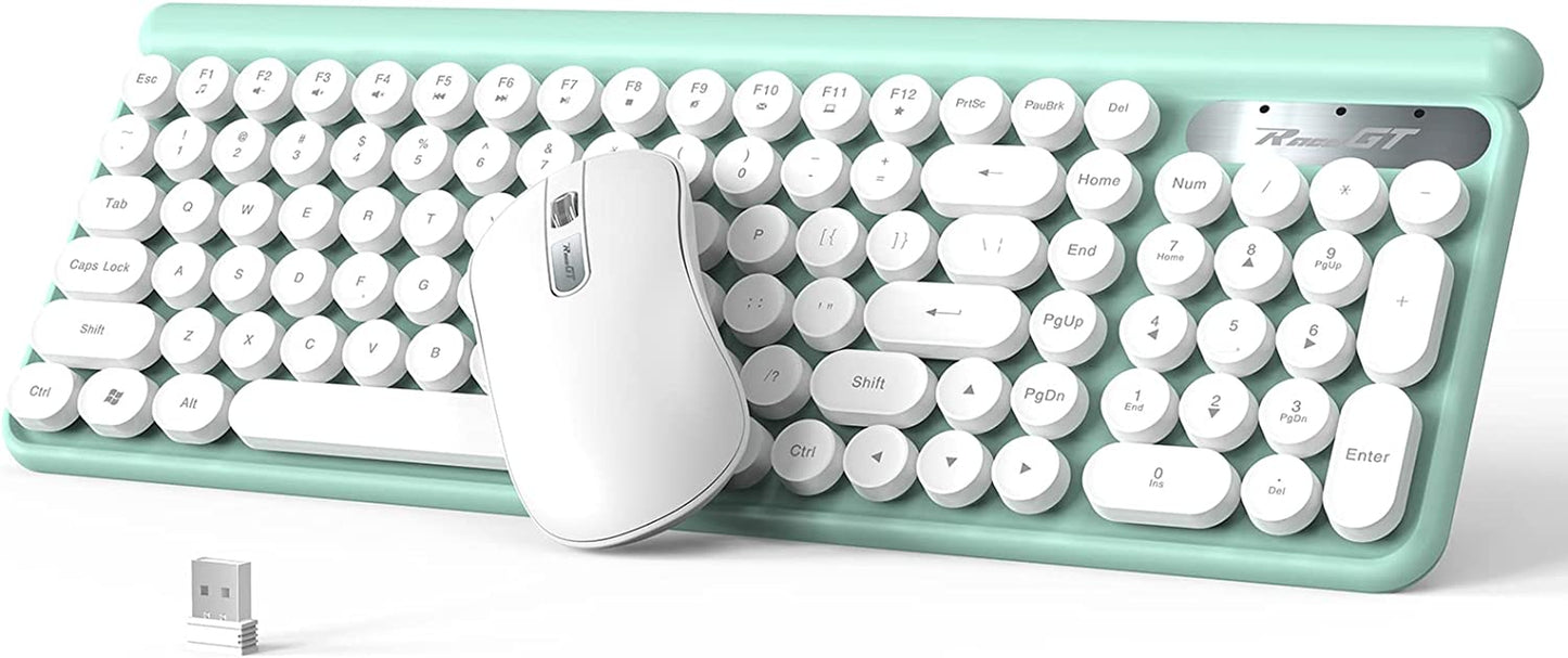 Wireless Typewriter Keyboard with Silent Mouse 102 Keys