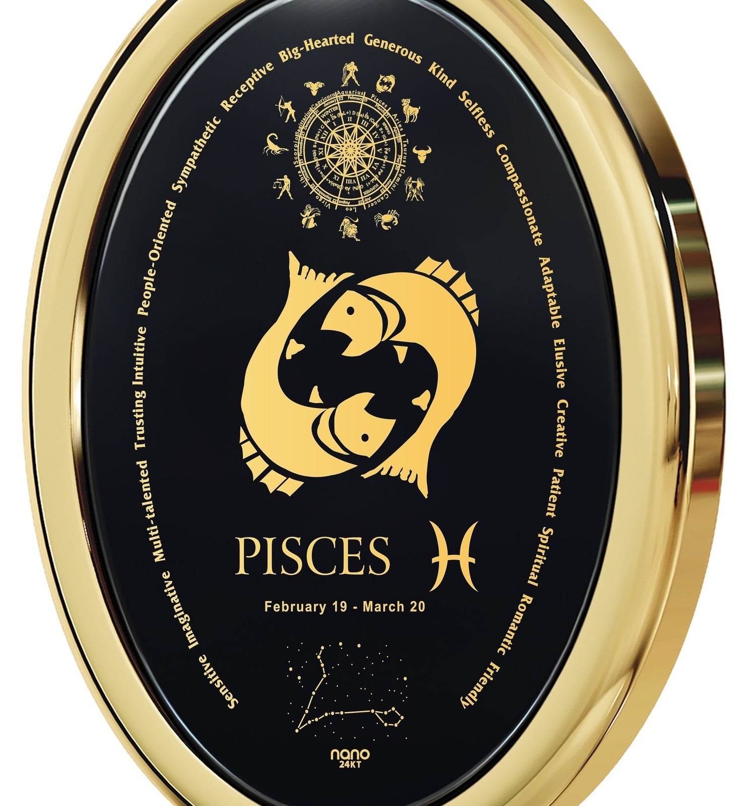 Pisces Necklace 24k Gold Inscribed