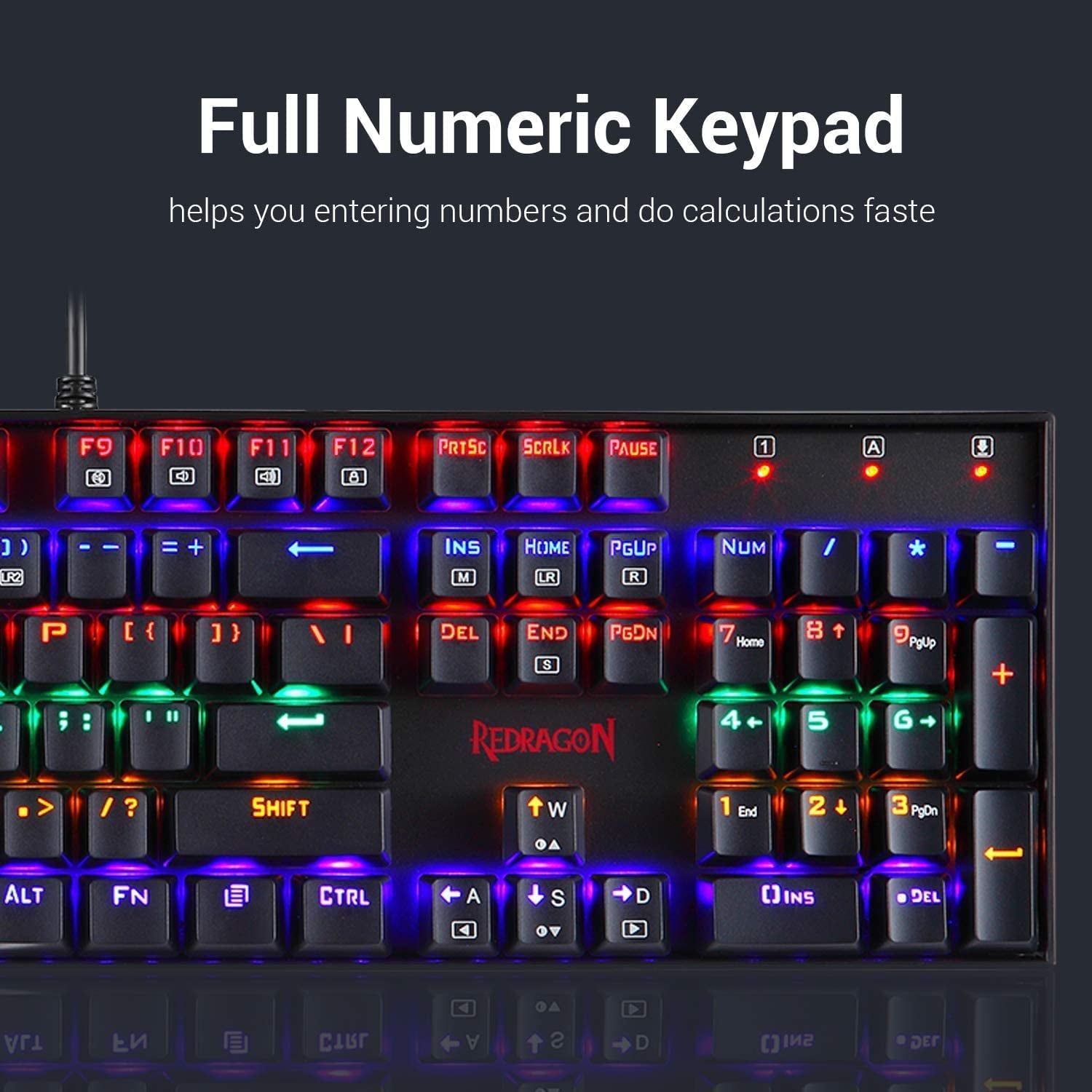 Mechanical Gaming Keyboard - RGB LED Rainbow Backlit Wired Keyboard with Red Switches 104 Keys