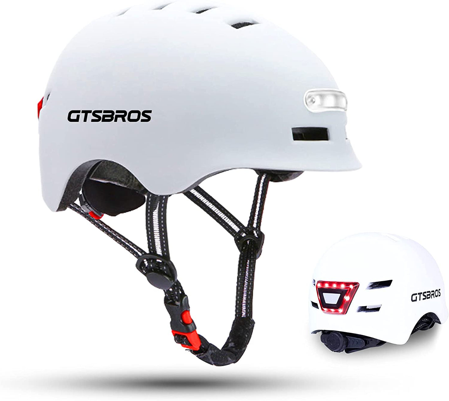 Bicycle Helmet with Light - Cycling Helmet With Front and Rear LED Lights