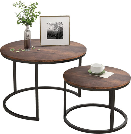 Round Coffee Table Set - Coffee Table of 2 for Living Room