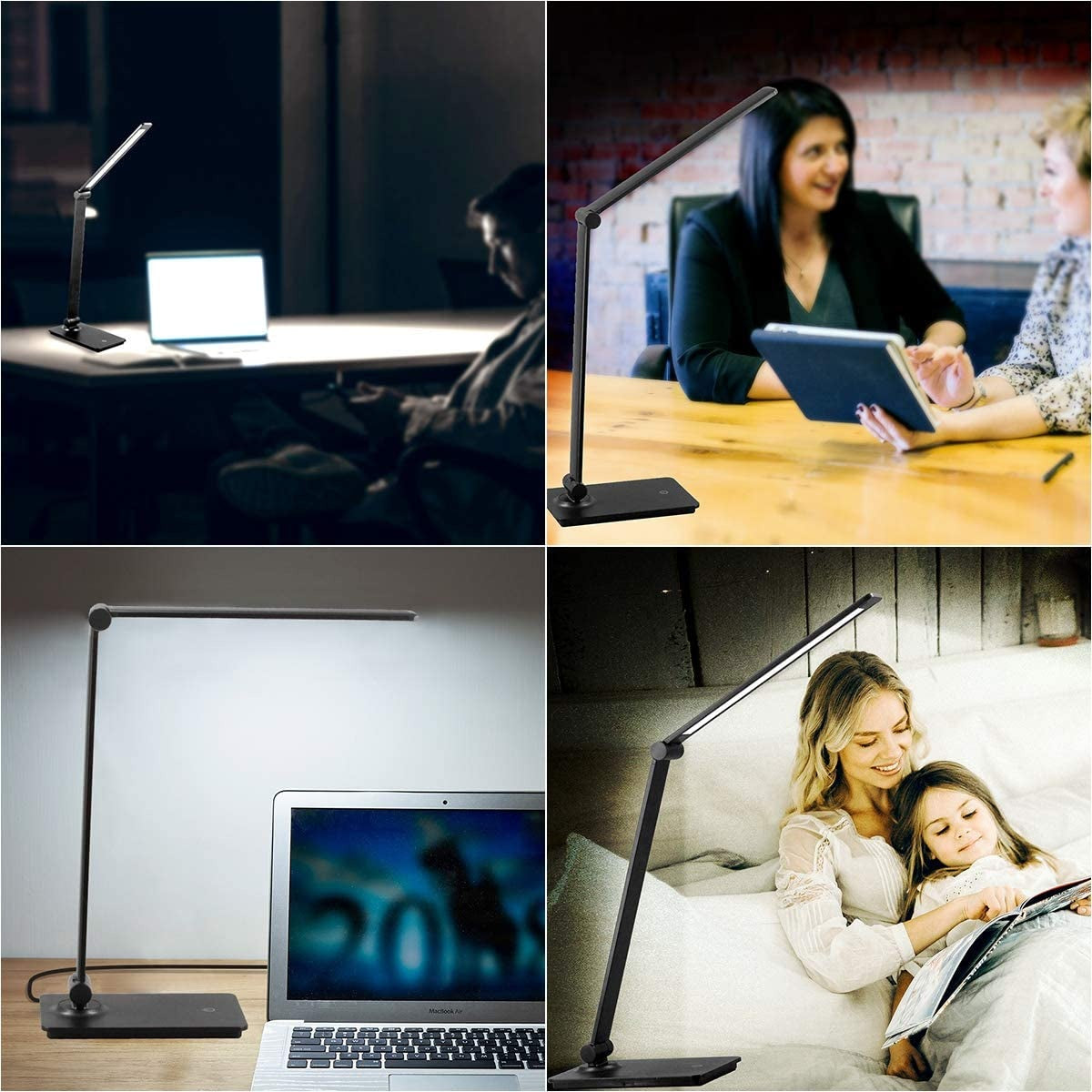 LED Touch Control Desk Lamp - 3 Levels Brightness & Adjustable Arm Office Lamp