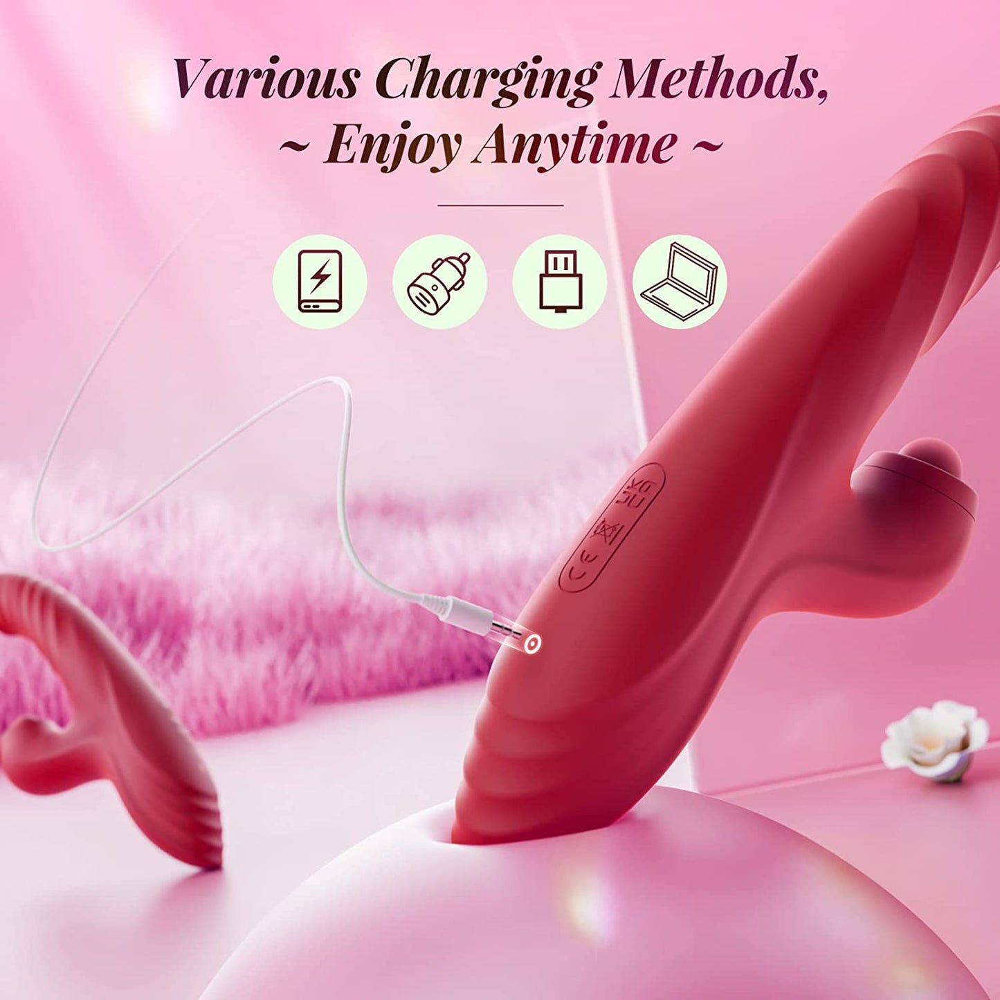 Vibrating Thrusting Dildo - Clitoral Stimulating Vibrator with 10 Vibration 7 Thrust Mode