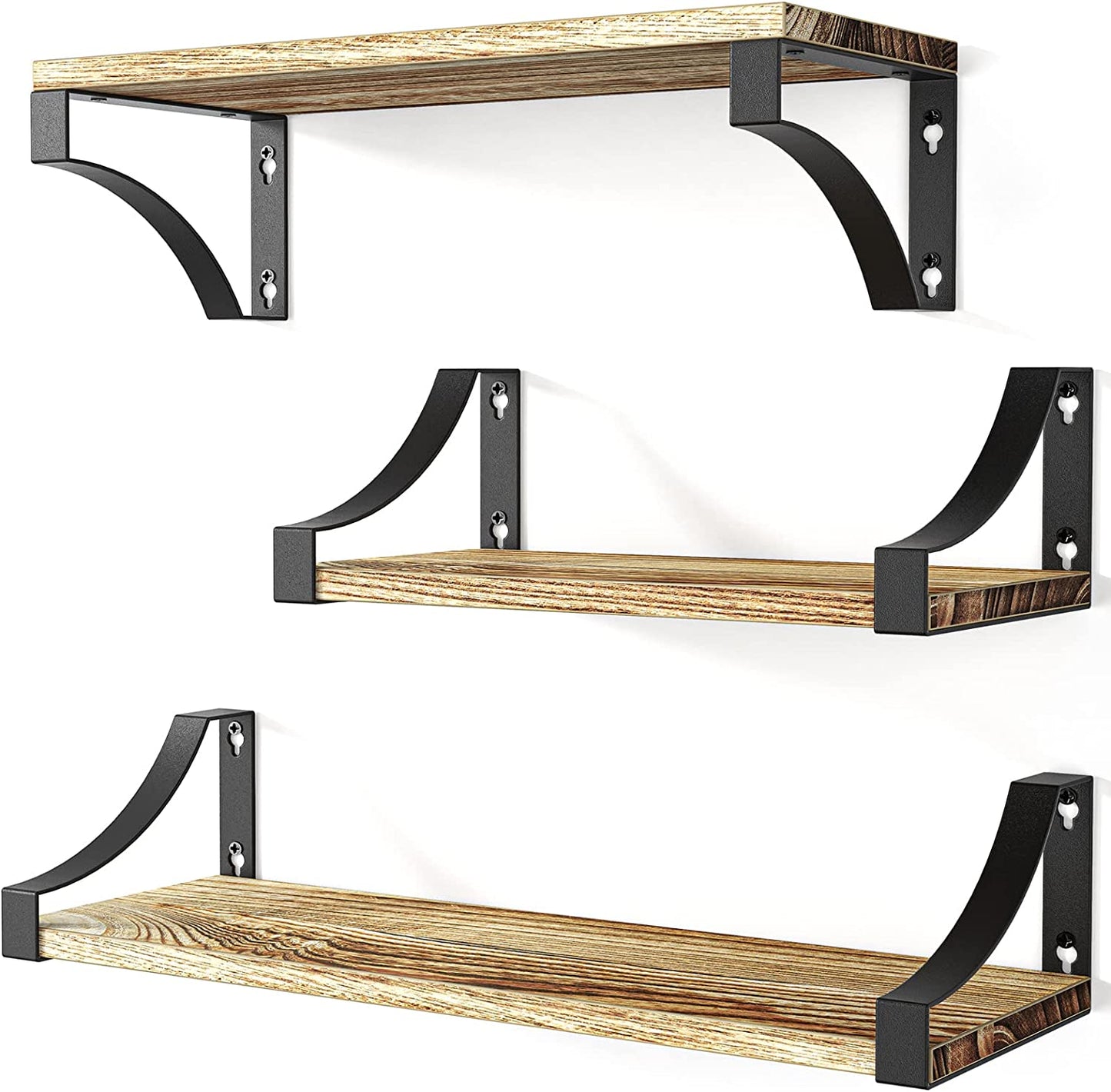 Floating Shelves Set - Heavy Duty Metal Frame Hold up to 55Lbs Wall Shelves For Decor