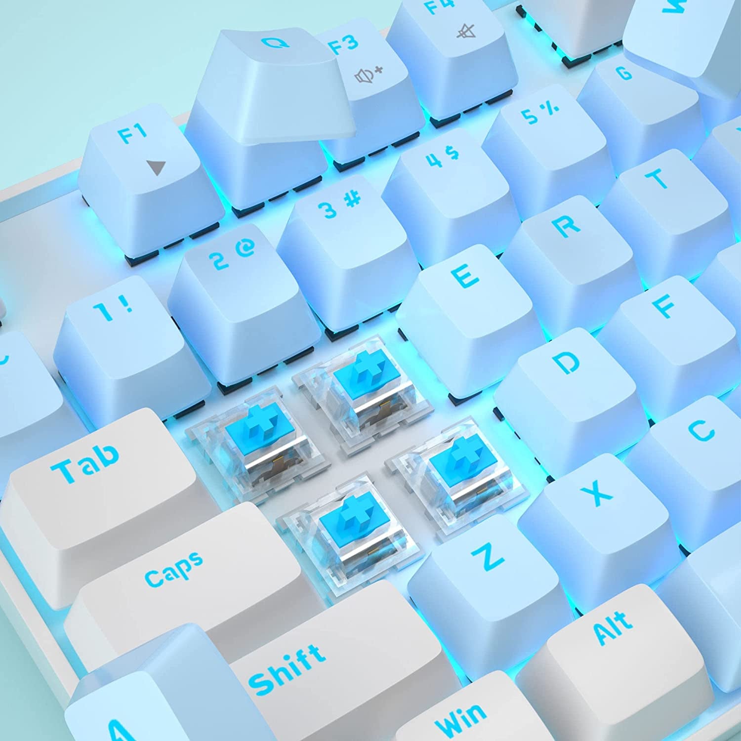 Mechanical Gaming Keyboard - Blue Switch LED Blue Backlit Wired Computer Keyboard