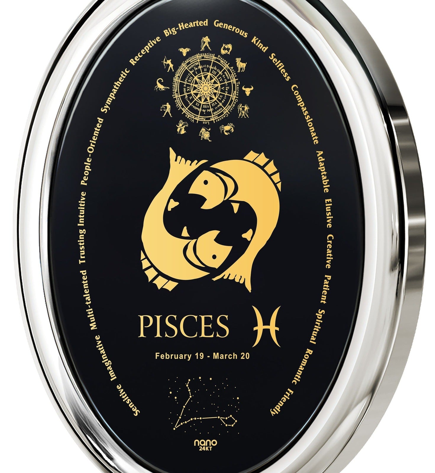 Pisces Necklace 24k Gold Inscribed