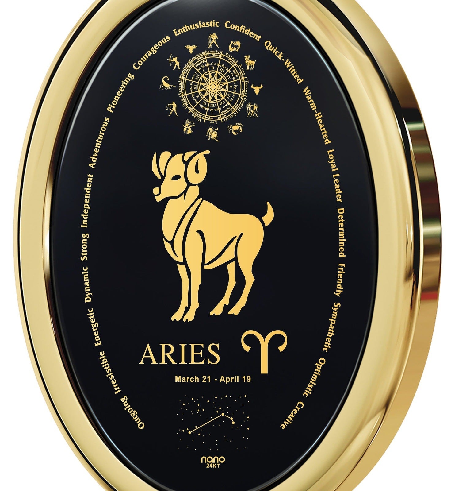 Aries Necklace Inscribed on Onyx Stone