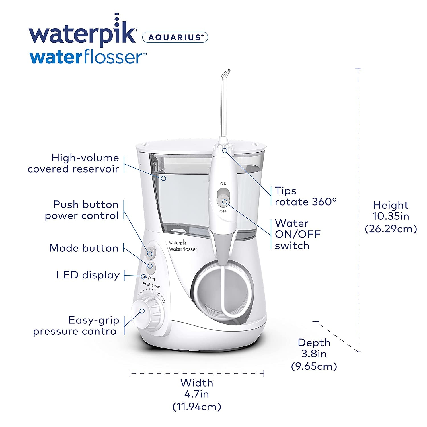 Professional Water Flosser - Gums and Braces Dental Care with 10 Settings ADA Accepted