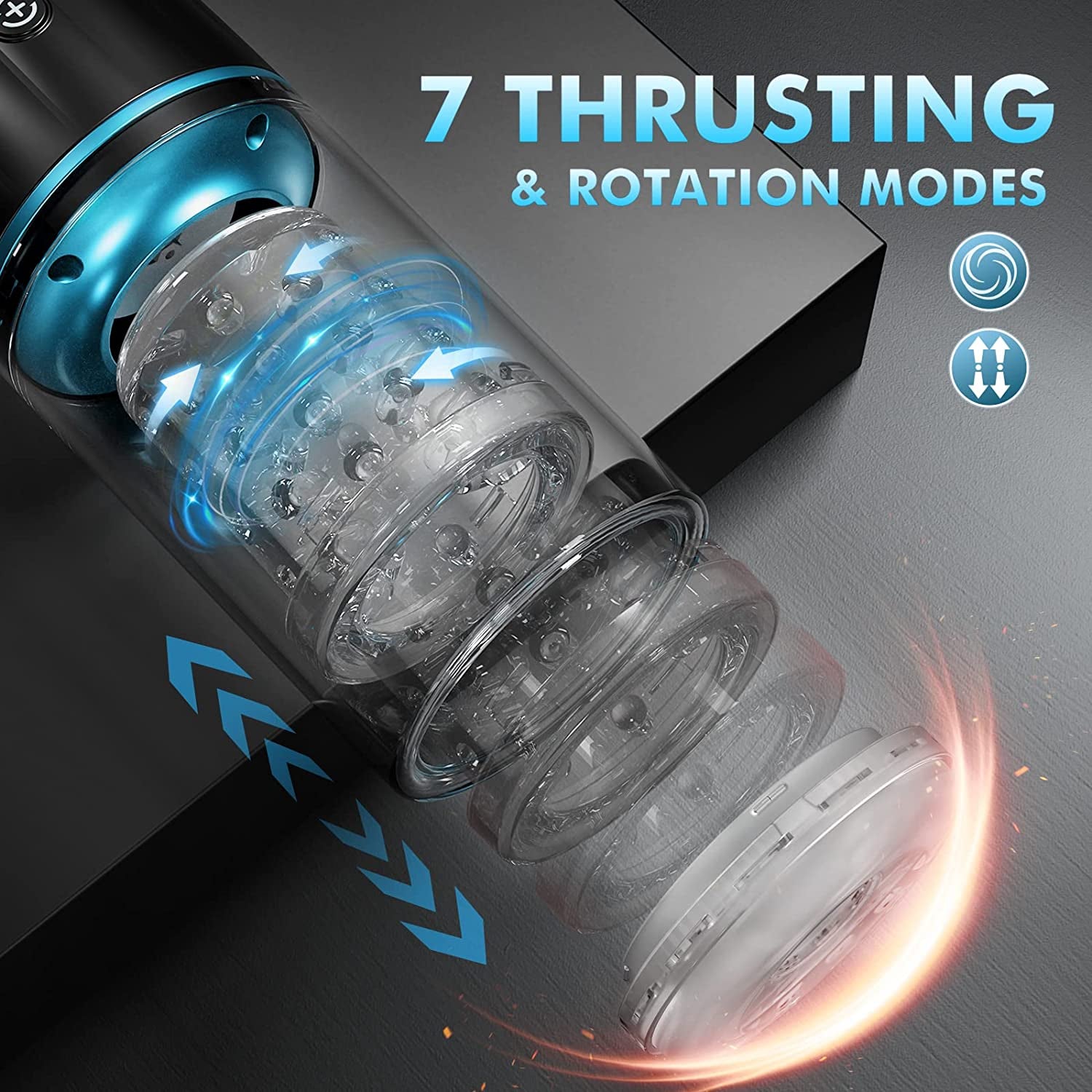 Masturbators - Male Toys With 7 Thrusting & Rotating 3D Realistic Sleeve Quiet Hands Free