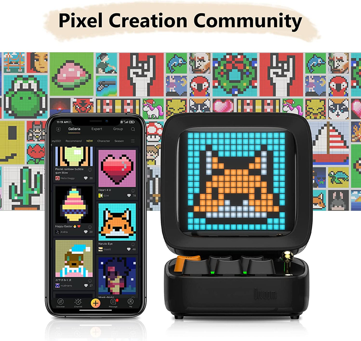 Retro Pixel Art Speaker - Bluetooth Speaker with LED App Controlled