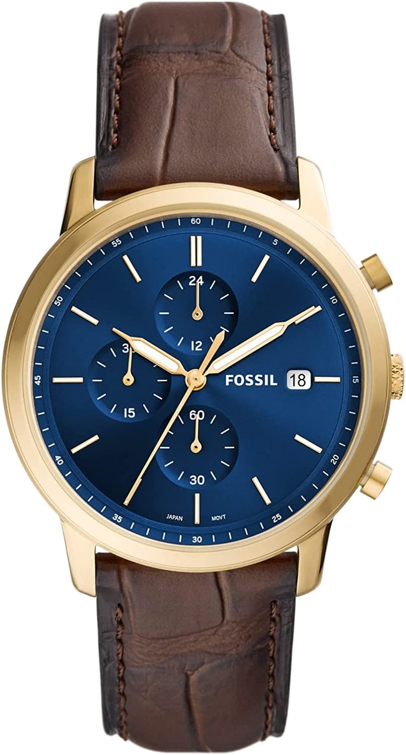 Men's Minimalist Watch - Leather or Stainless Steel Band Chronograph or Analog Watch Fossil