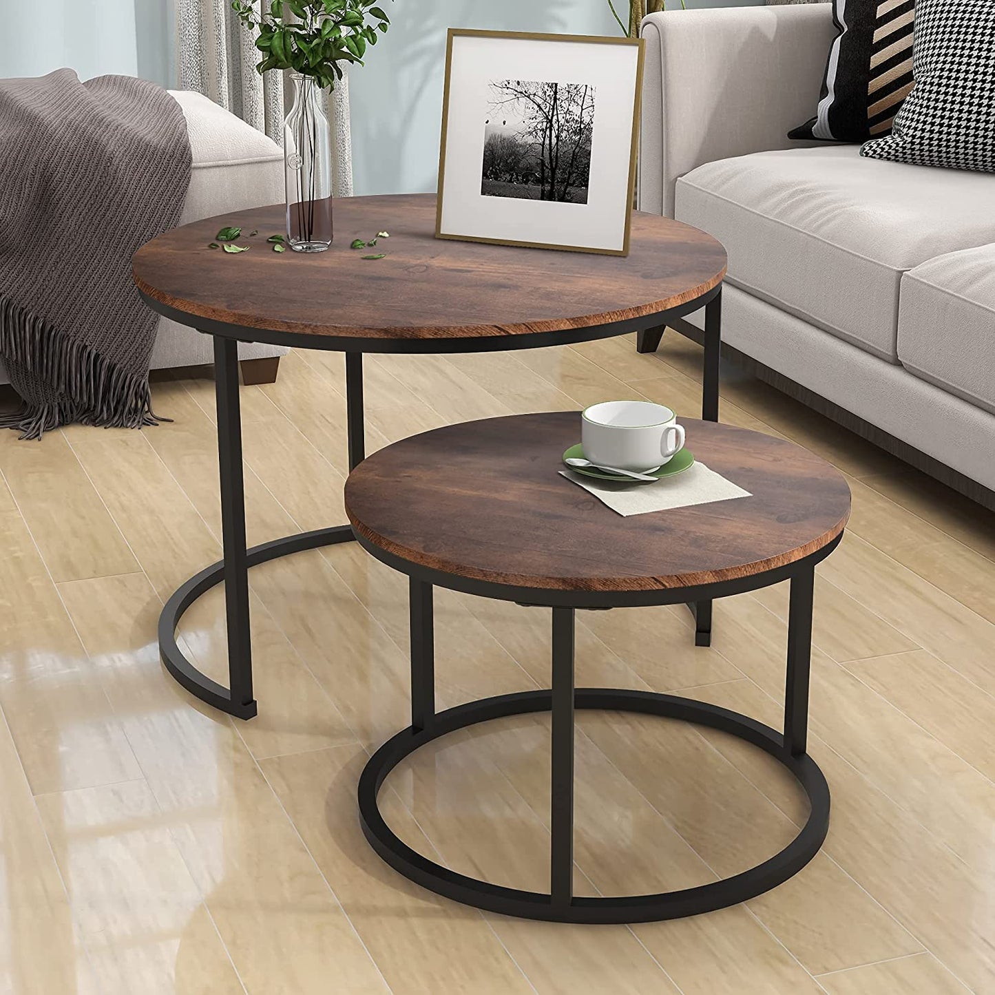 Round Coffee Table Set - Coffee Table of 2 for Living Room