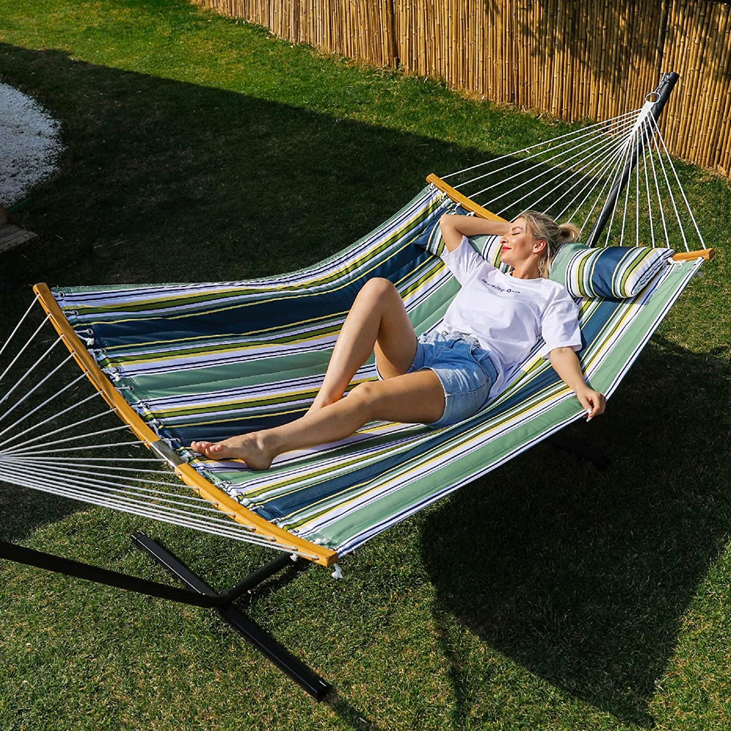 Outdoor Hammock - 2 Person Heavy Duty Hammock with Stand Included