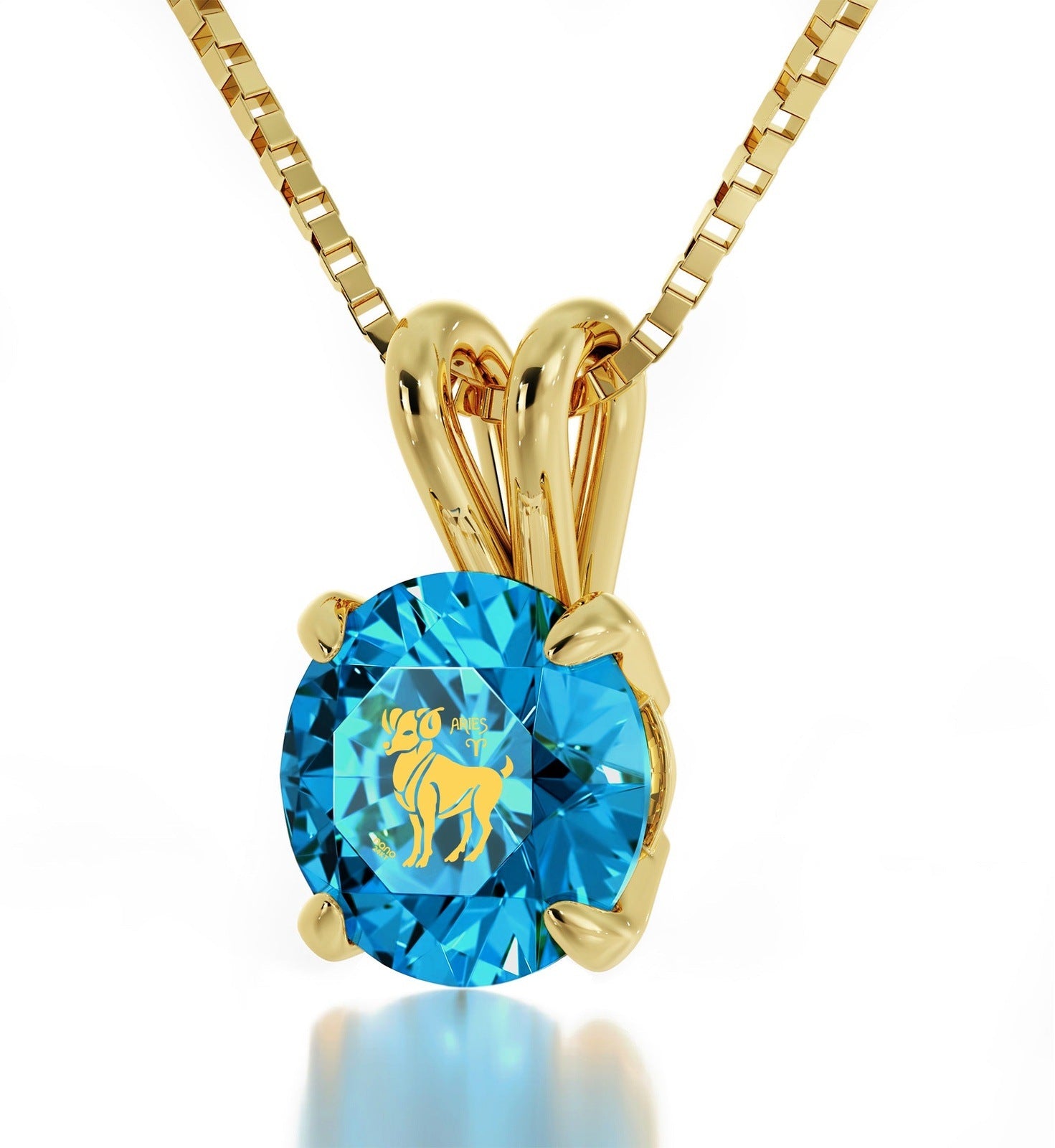 Aries Necklace 24k Gold inscribed on Crystal