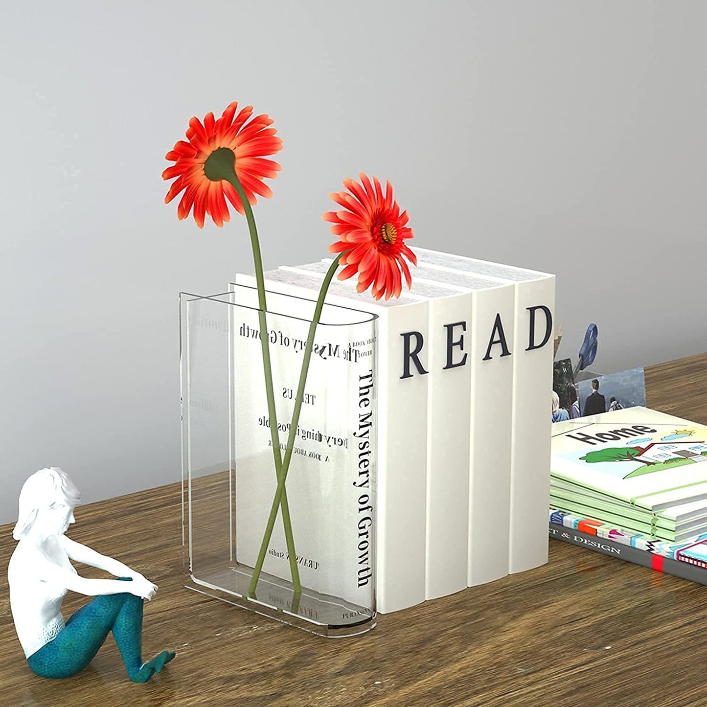 Book Vase for Flowers Aesthetic Room Decor - Artistic and Cultural Decorative Acrylic Vase