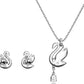 Iconic Swan Jewelry Set - Necklace and Earrings with Blue Swan Motif Rhodium Finish