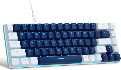 Mechanical Gaming Keyboard - LED Backlit Compact 68 Keys Mini Wired Office Keyboard