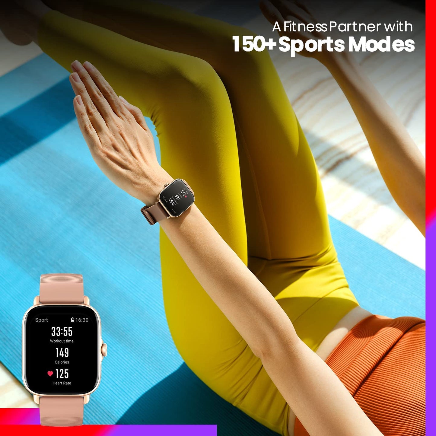 Alexa Built-In Smartwatch - AMOLED Display Health & Fitness Tracker with GPS 150 Sports Modes 12-Day Battery Life