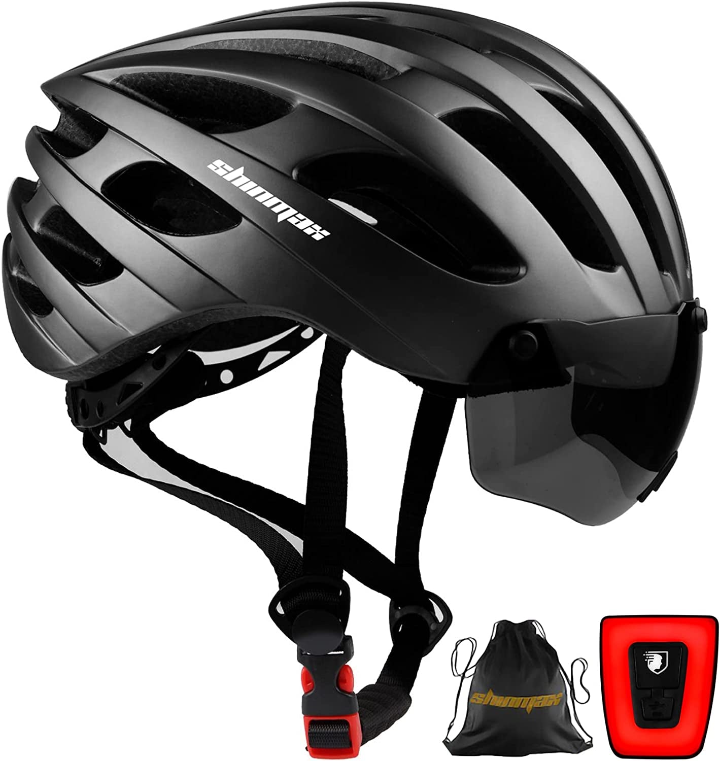 Reflective Bicycle Helmet - USB Rechargeable Light Helmet with Detachable Magnetic UV Goggles