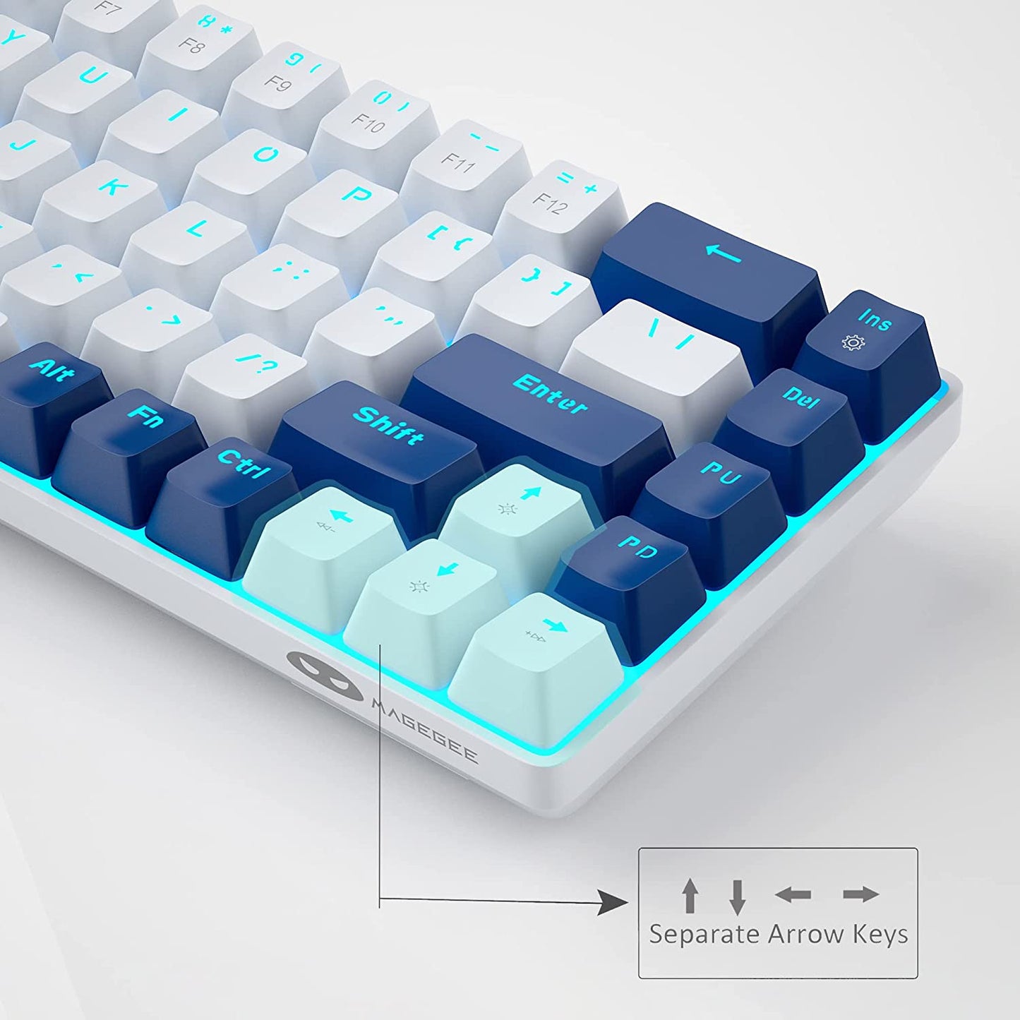 Mechanical Gaming Keyboard - LED Backlit Compact 68 Keys Mini Wired Office Keyboard