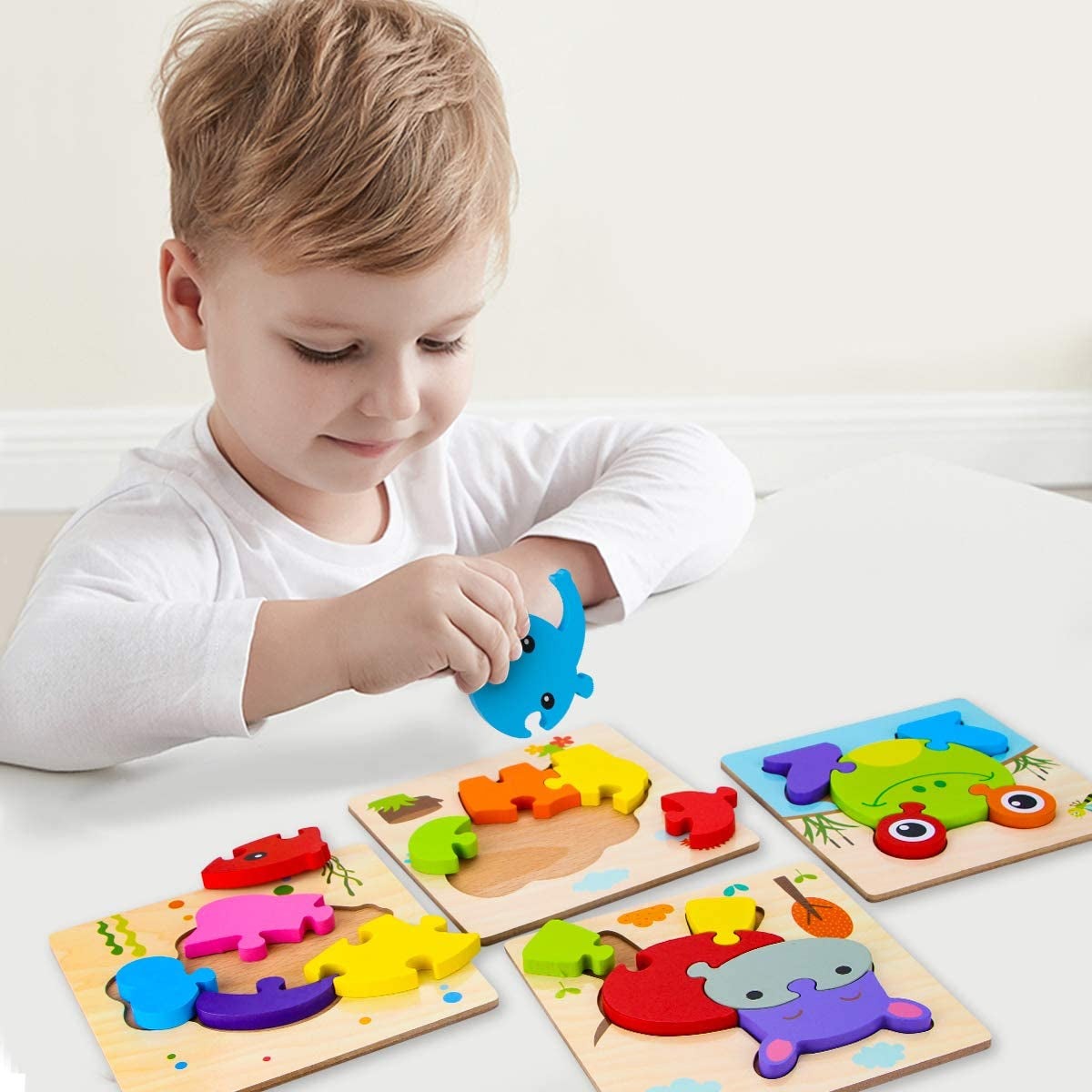 Wooden Vehicle Puzzles -Toddlers Educational Developmental Toys 6 Vehicle Montessori Learning Puzzles