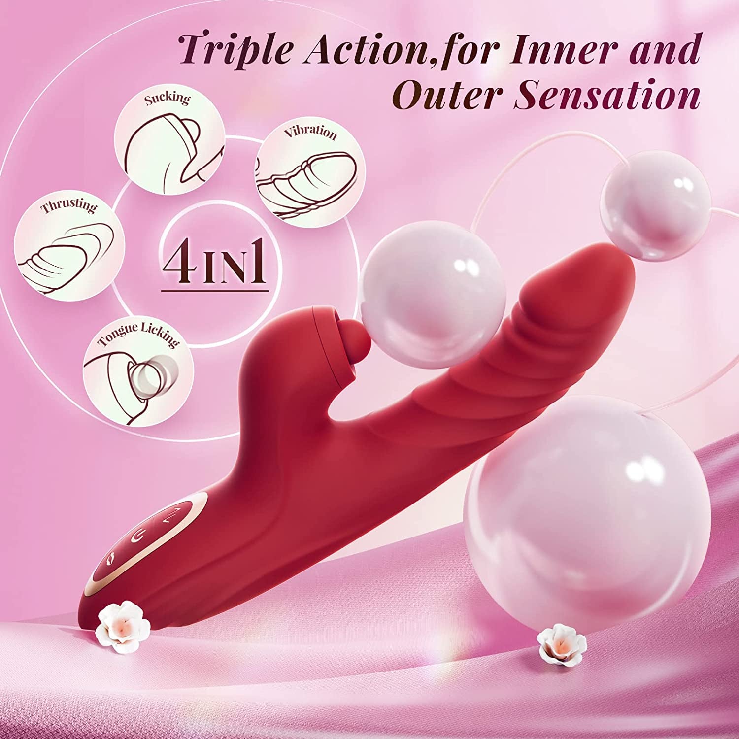 Vibrating Thrusting Dildo - Clitoral Stimulating Vibrator with 10 Vibration 7 Thrust Mode