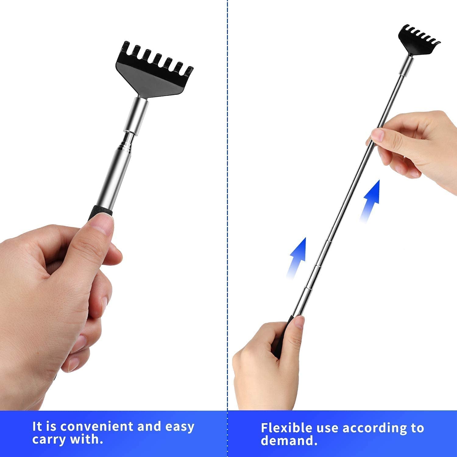 Extendable Back Scratcher - Stainless Steel Telescoping Back Scratcher 2 Pack