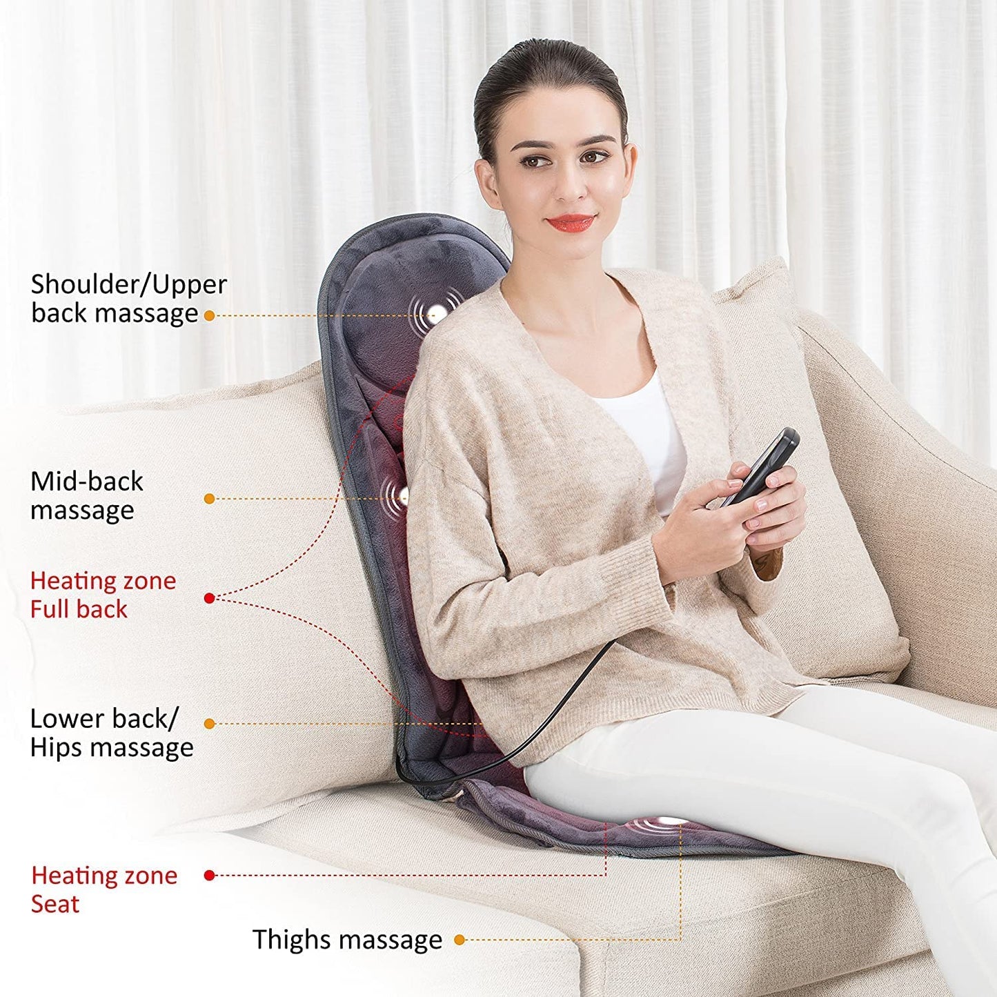 Massage Seat Cushion - Heat 6 Vibrating Motors and 2 Heat Levels